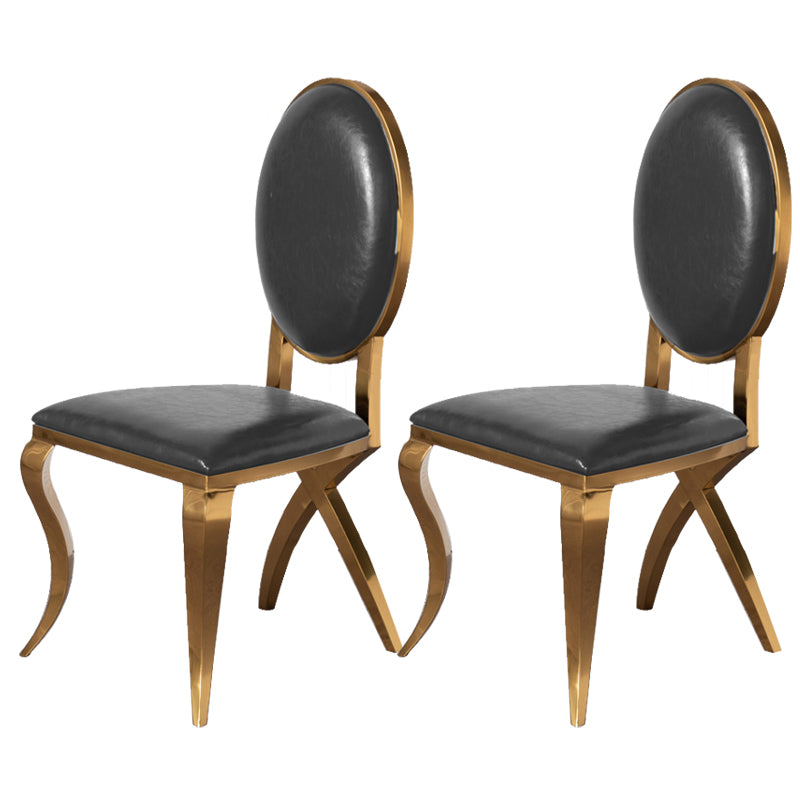 Glam Kitchen Dining Chair King Louis Back Upholstered Armless Side Chair