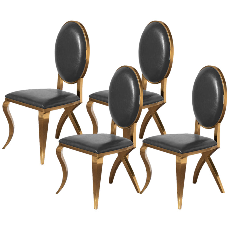 Glam Kitchen Dining Chair King Louis Back Upholstered Armless Side Chair