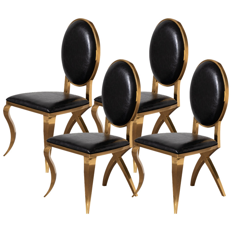 Glam Kitchen Dining Chair King Louis Back Upholstered Armless Side Chair