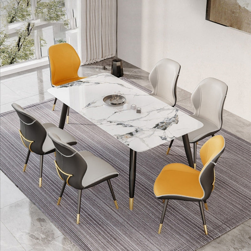 Glam Style Chair Leather Wingback Dining Chair for Kitchen Use