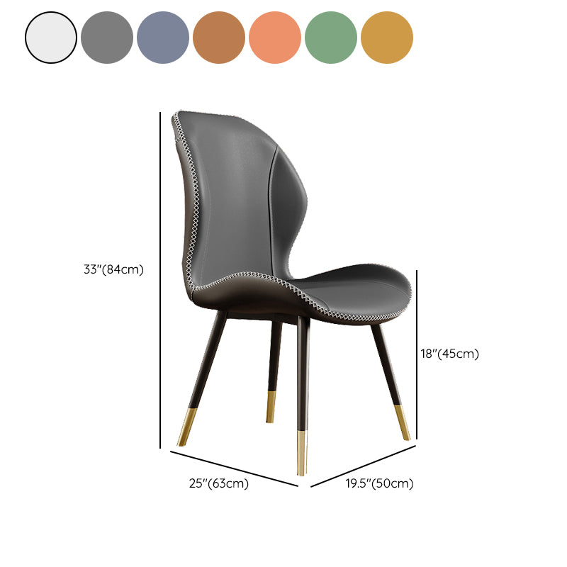 Glam Style Chair Leather Wingback Dining Chair for Kitchen Use