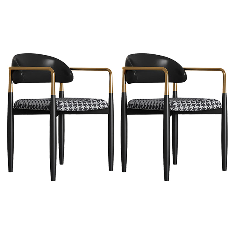 Modern Kitchen Dining Side Chair Metal Open Back Dining Arm Chair