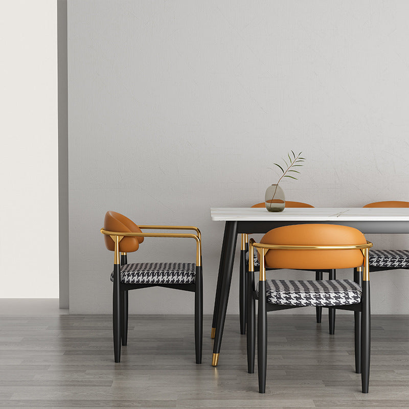 Modern Kitchen Dining Side Chair Metal Open Back Dining Arm Chair