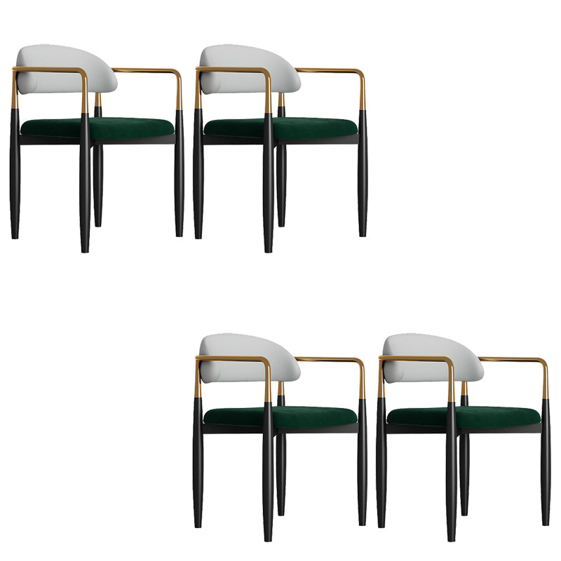 Modern Kitchen Dining Side Chair Metal Open Back Dining Arm Chair