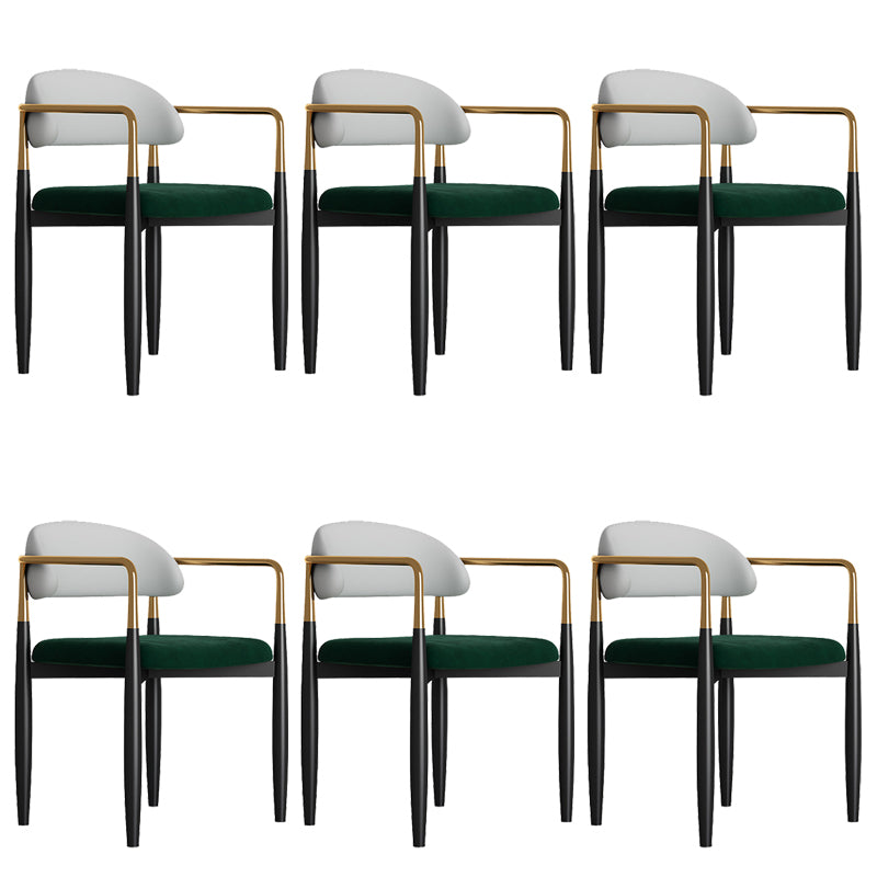 Modern Kitchen Dining Side Chair Metal Open Back Dining Arm Chair