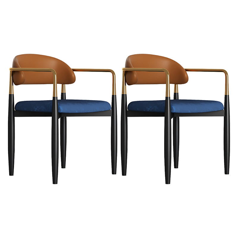 Modern Kitchen Dining Side Chair Metal Open Back Dining Arm Chair