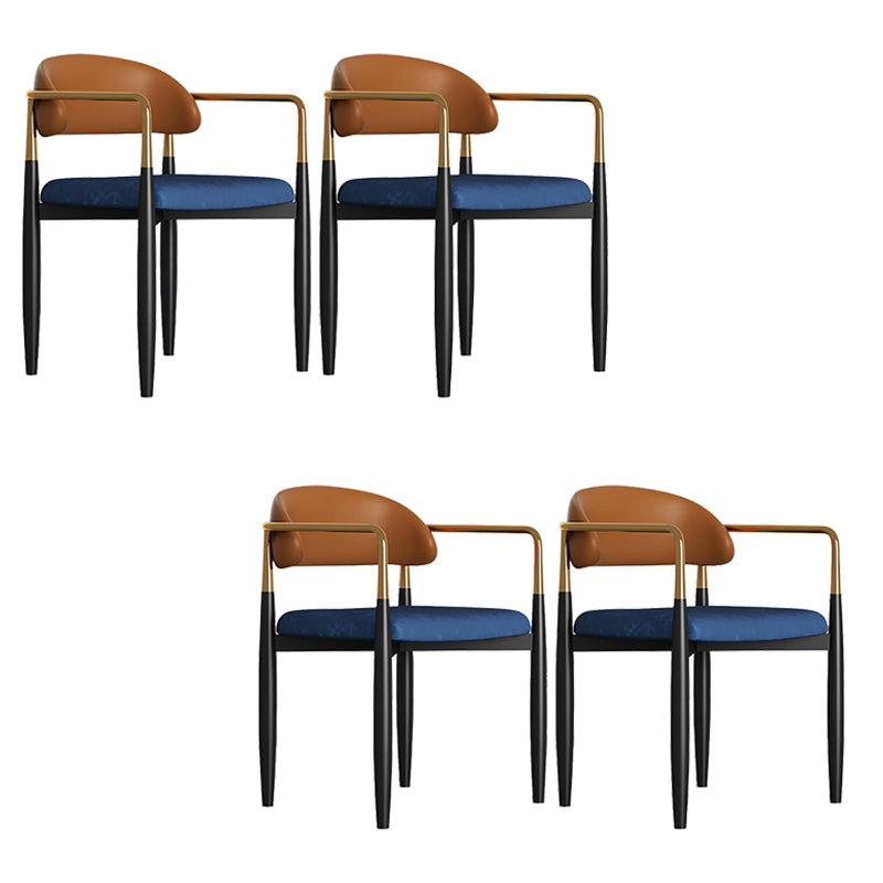 Modern Kitchen Dining Side Chair Metal Open Back Dining Arm Chair