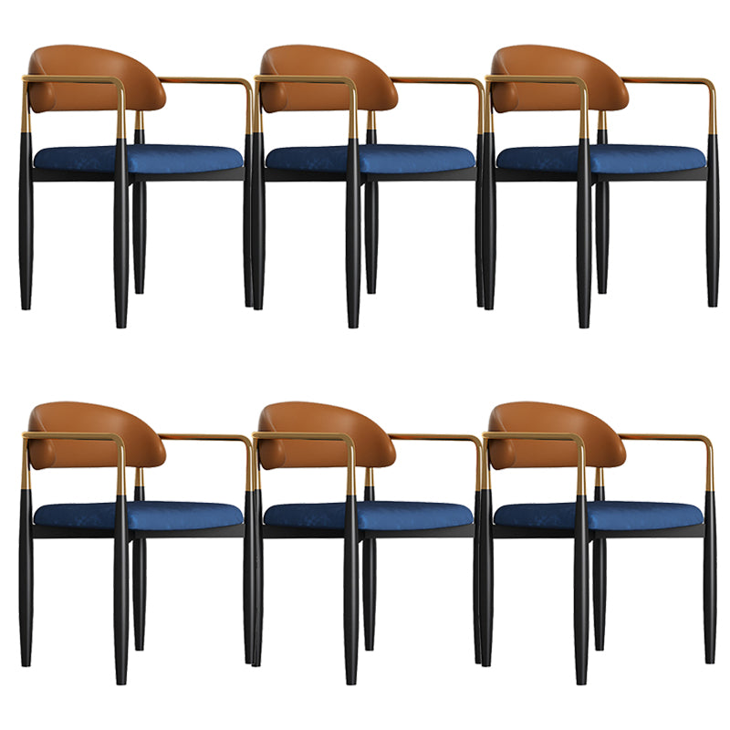 Modern Kitchen Dining Side Chair Metal Open Back Dining Arm Chair
