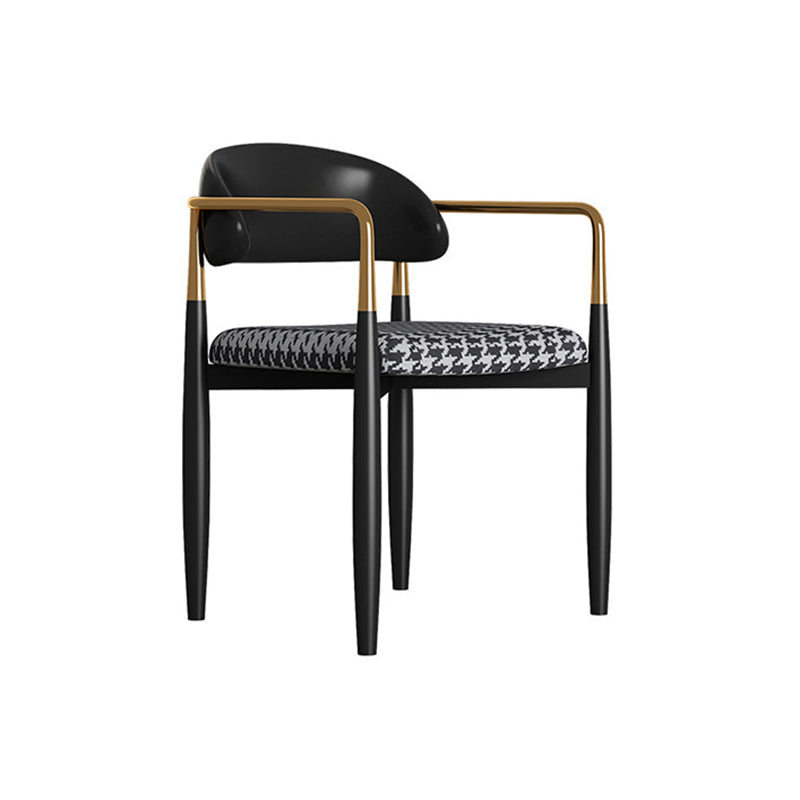 Modern Kitchen Dining Side Chair Metal Open Back Dining Arm Chair