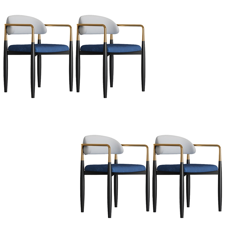 Modern Kitchen Dining Side Chair Metal Open Back Dining Arm Chair