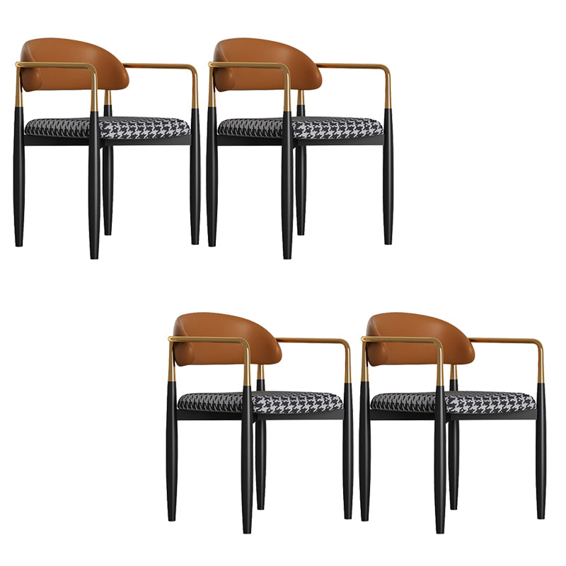 Modern Kitchen Dining Side Chair Metal Open Back Dining Arm Chair