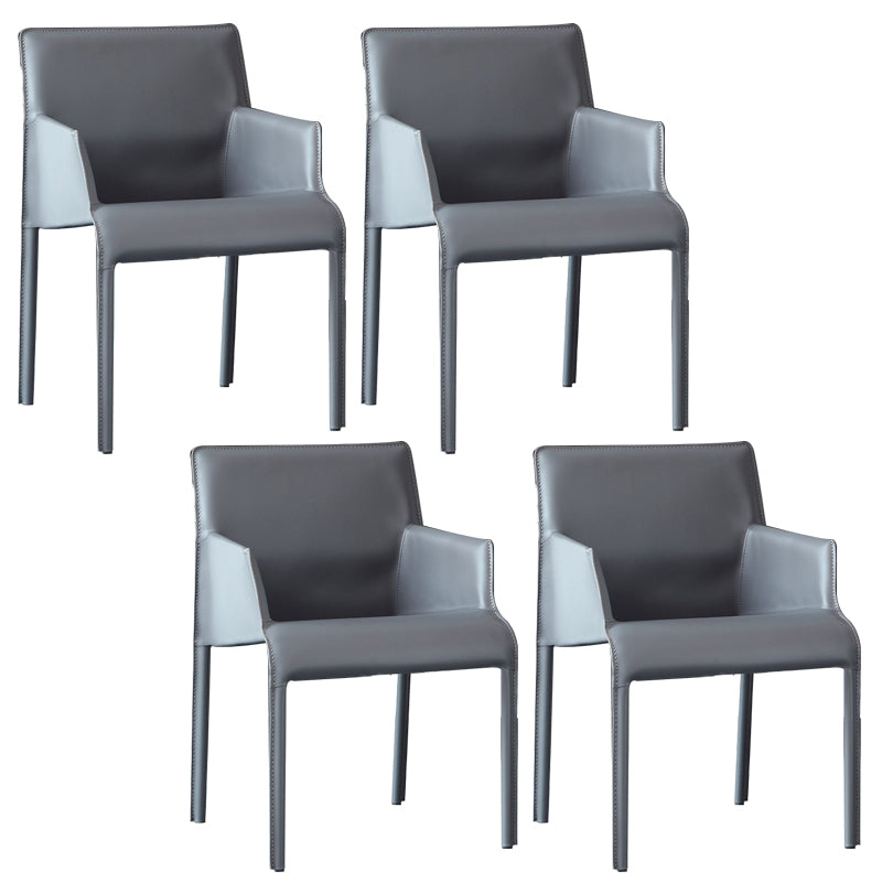Modern Style Arm Chair Leather Home Use Dining Chair with Metal Legs