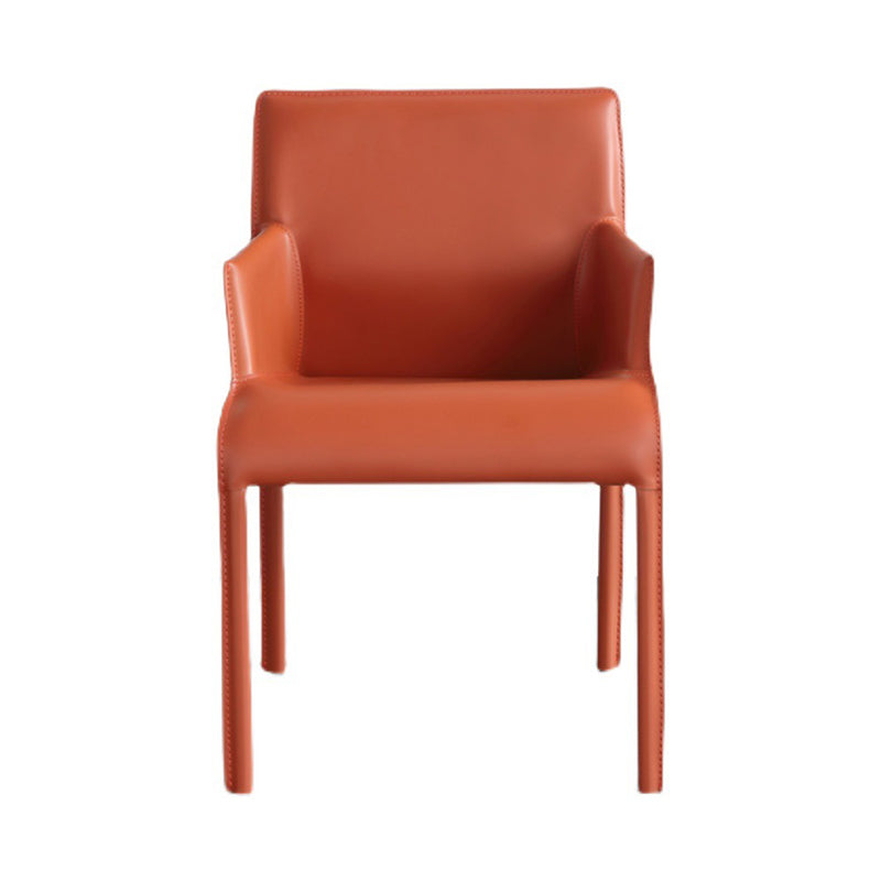 Modern Style Arm Chair Leather Home Use Dining Chair with Metal Legs