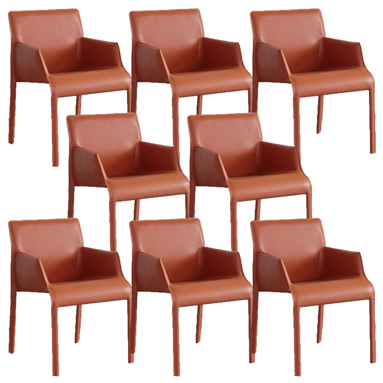 Modern Style Arm Chair Leather Home Use Dining Chair with Metal Legs