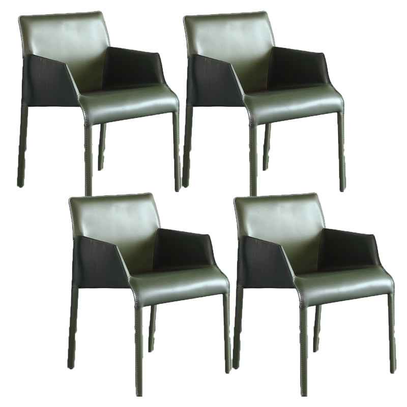 Modern Style Arm Chair Leather Home Use Dining Chair with Metal Legs