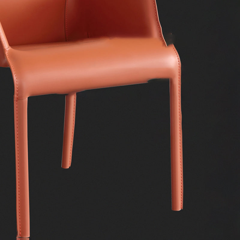 Modern Style Arm Chair Leather Home Use Dining Chair with Metal Legs