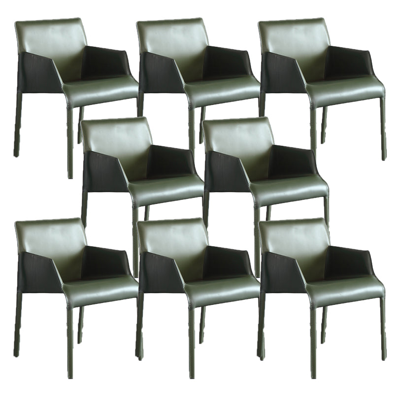 Modern Style Arm Chair Leather Home Use Dining Chair with Metal Legs
