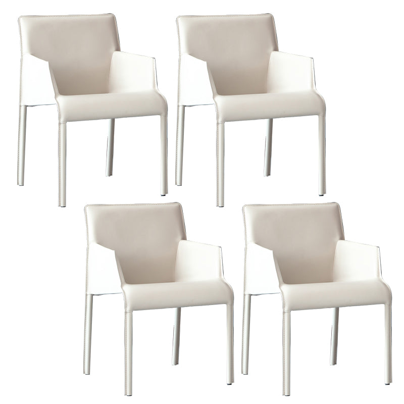 Modern Style Arm Chair Leather Home Use Dining Chair with Metal Legs