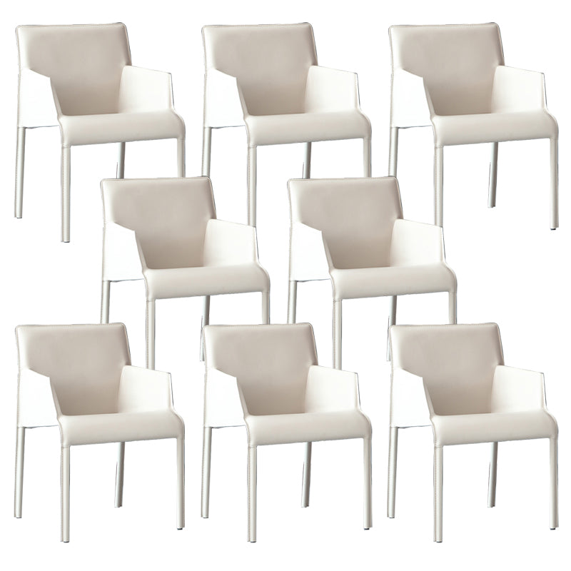 Modern Style Arm Chair Leather Home Use Dining Chair with Metal Legs