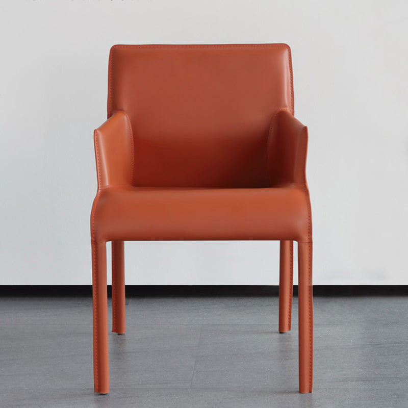 Modern Style Arm Chair Leather Home Use Dining Chair with Metal Legs