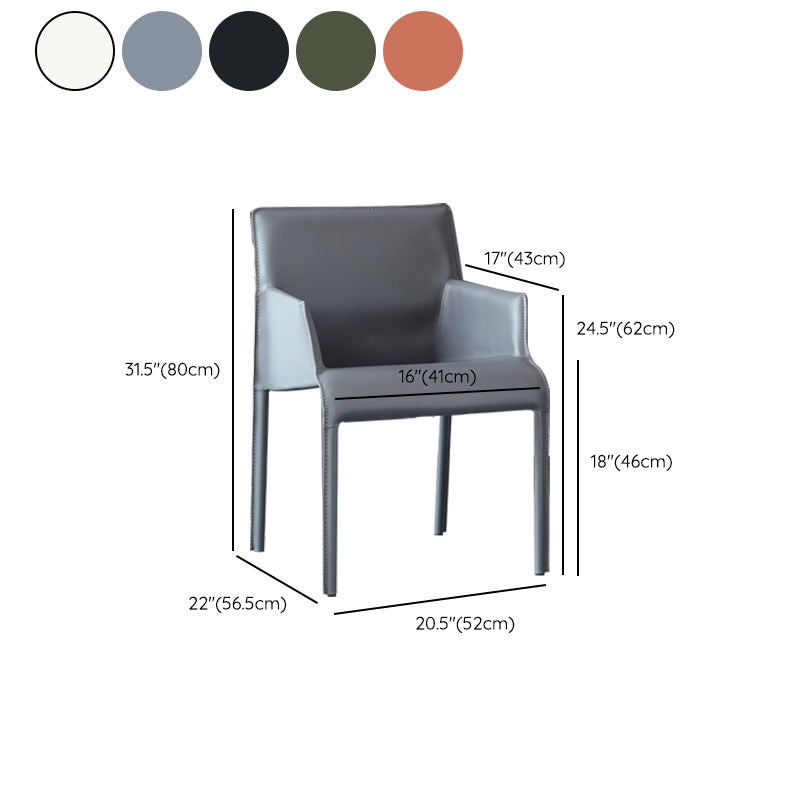 Modern Style Arm Chair Leather Home Use Dining Chair with Metal Legs