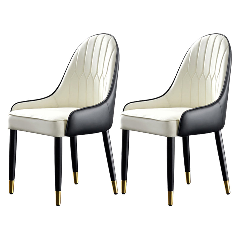 Contemporary Side Chair Upholstered Armless Faux Leather Dining Chairs