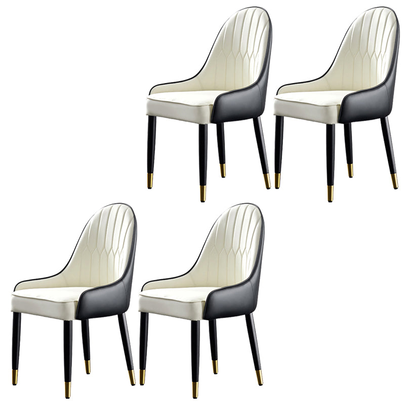 Contemporary Side Chair Upholstered Armless Faux Leather Dining Chairs