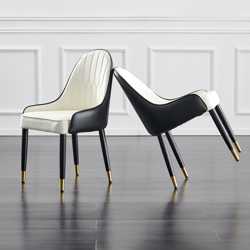Contemporary Side Chair Upholstered Armless Faux Leather Dining Chairs