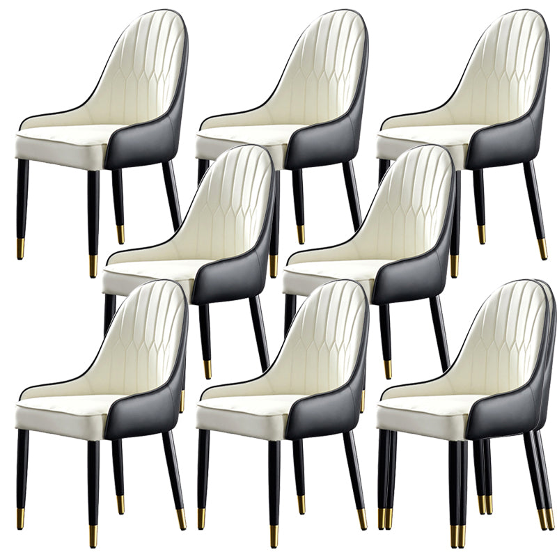 Contemporary Side Chair Upholstered Armless Faux Leather Dining Chairs