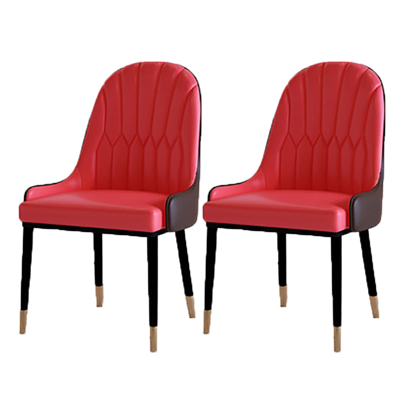 Contemporary Side Chair Upholstered Armless Faux Leather Dining Chairs