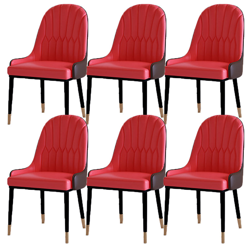 Contemporary Side Chair Upholstered Armless Faux Leather Dining Chairs