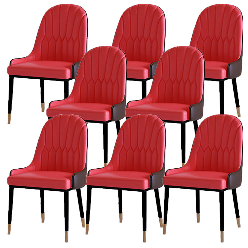 Contemporary Side Chair Upholstered Armless Faux Leather Dining Chairs