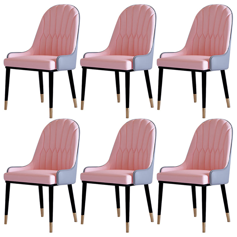 Contemporary Side Chair Upholstered Armless Faux Leather Dining Chairs