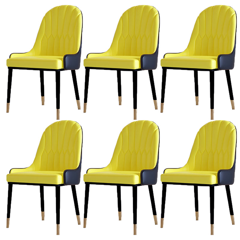 Contemporary Side Chair Upholstered Armless Faux Leather Dining Chairs