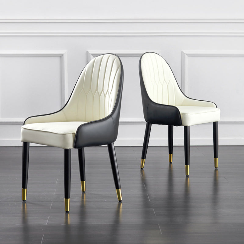 Contemporary Side Chair Upholstered Armless Faux Leather Dining Chairs