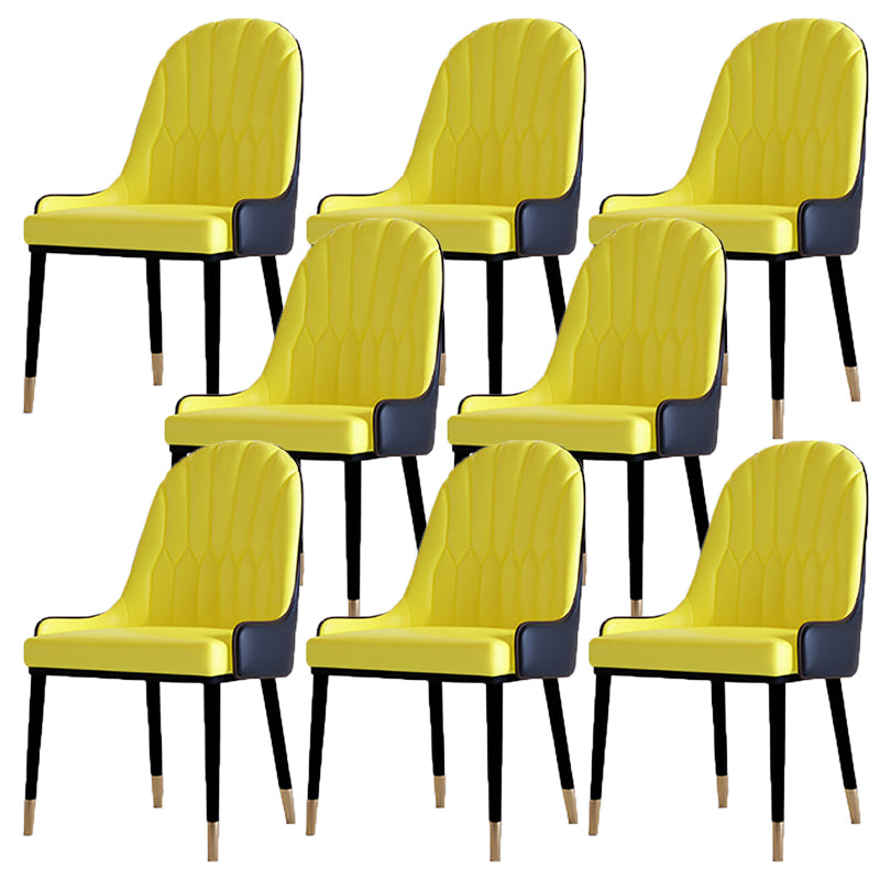 Contemporary Side Chair Upholstered Armless Faux Leather Dining Chairs