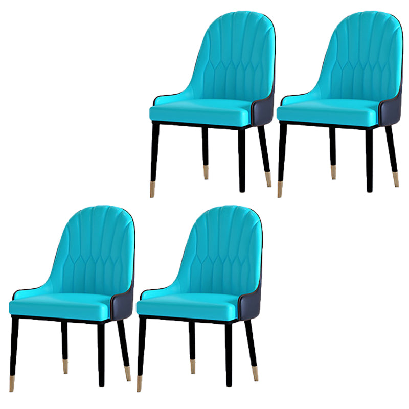 Contemporary Side Chair Upholstered Armless Faux Leather Dining Chairs
