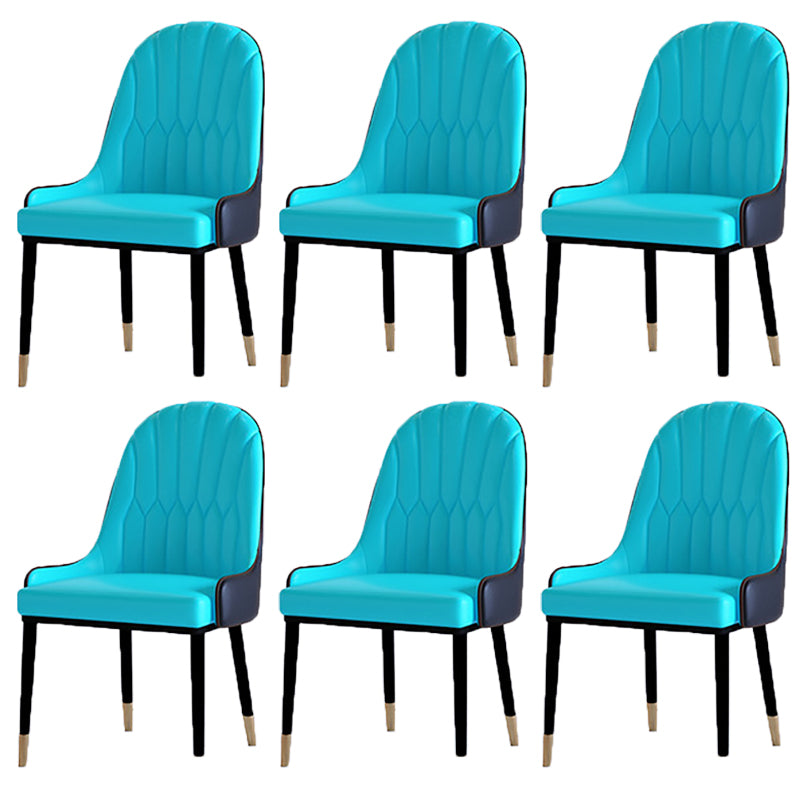 Contemporary Side Chair Upholstered Armless Faux Leather Dining Chairs