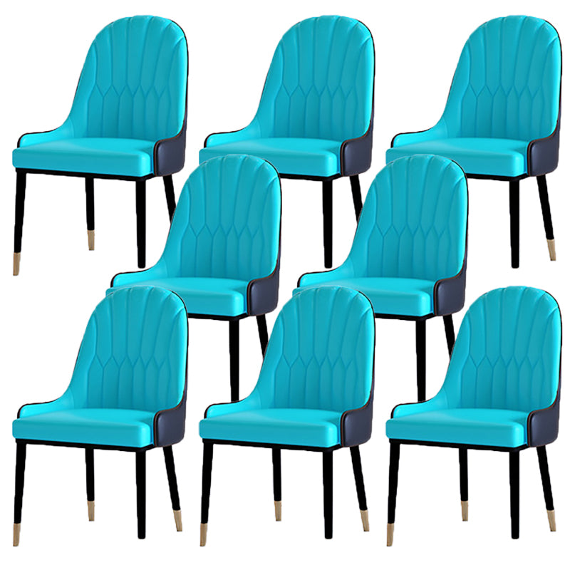 Contemporary Side Chair Upholstered Armless Faux Leather Dining Chairs