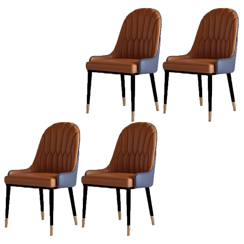 Contemporary Side Chair Upholstered Armless Faux Leather Dining Chairs