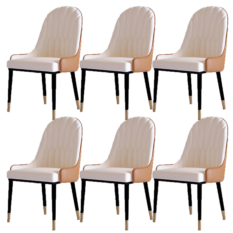 Contemporary Side Chair Upholstered Armless Faux Leather Dining Chairs