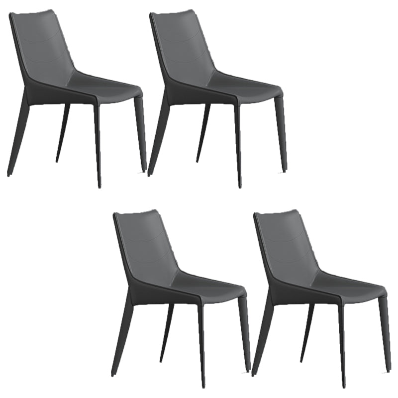 Modern Style Chair Leather Indoor Dining Side Chair with Metal Base