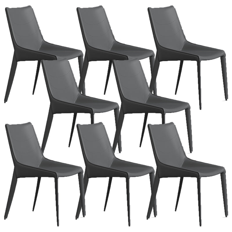 Modern Style Chair Leather Indoor Dining Side Chair with Metal Base