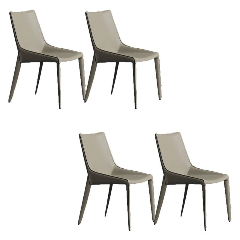Modern Style Chair Leather Indoor Dining Side Chair with Metal Base