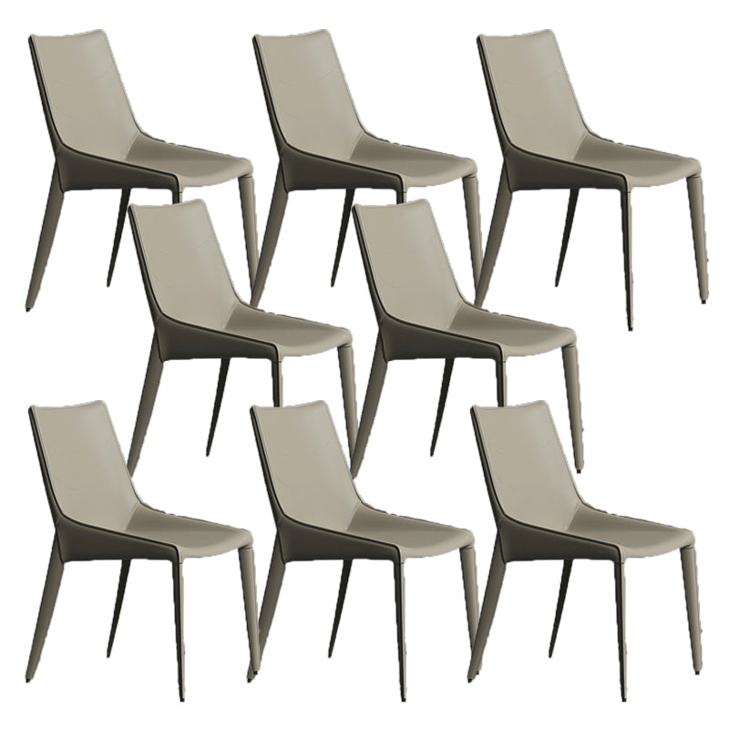 Modern Style Chair Leather Indoor Dining Side Chair with Metal Base
