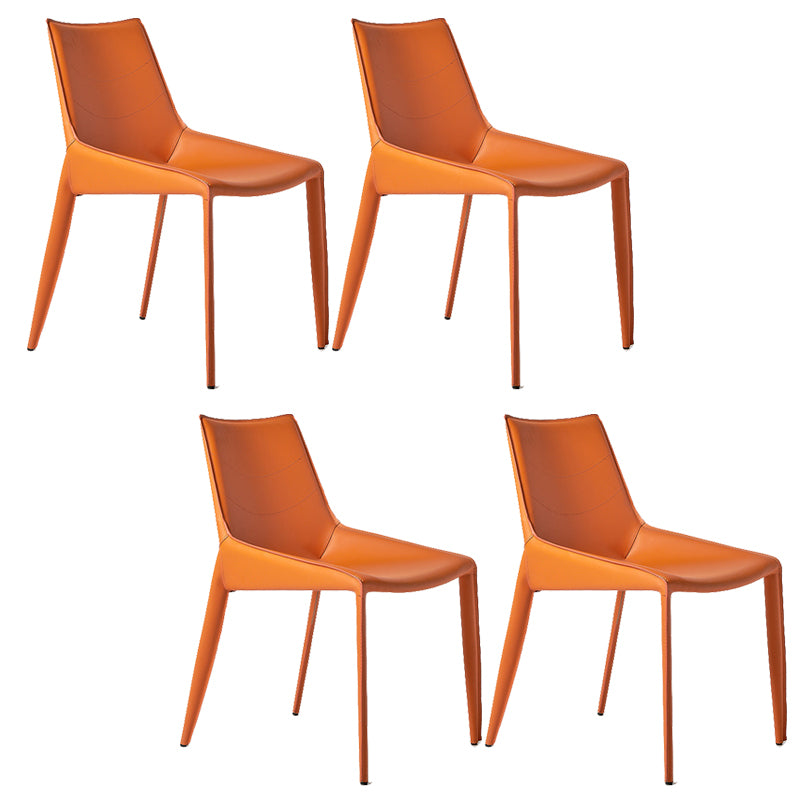 Modern Style Chair Leather Indoor Dining Side Chair with Metal Base