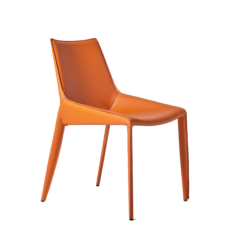 Modern Style Chair Leather Indoor Dining Side Chair with Metal Base