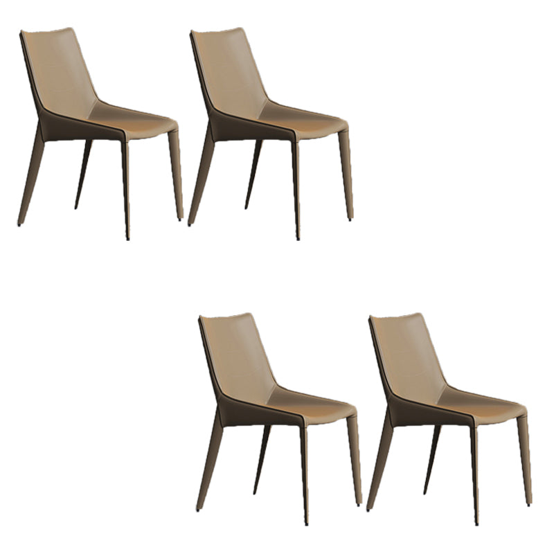 Modern Style Chair Leather Indoor Dining Side Chair with Metal Base