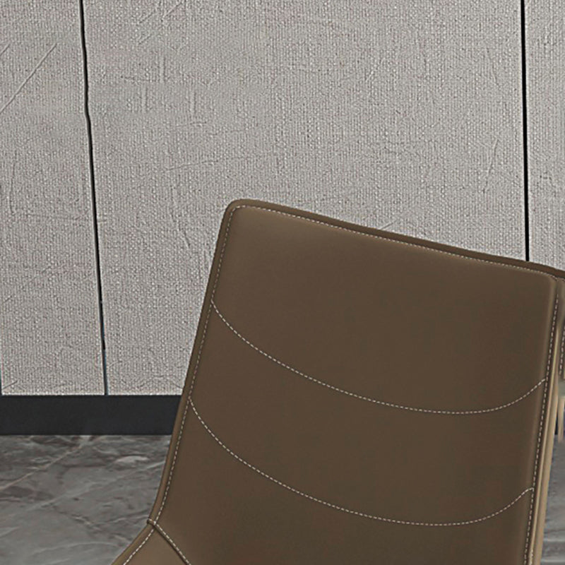 Modern Style Chair Leather Indoor Dining Side Chair with Metal Base