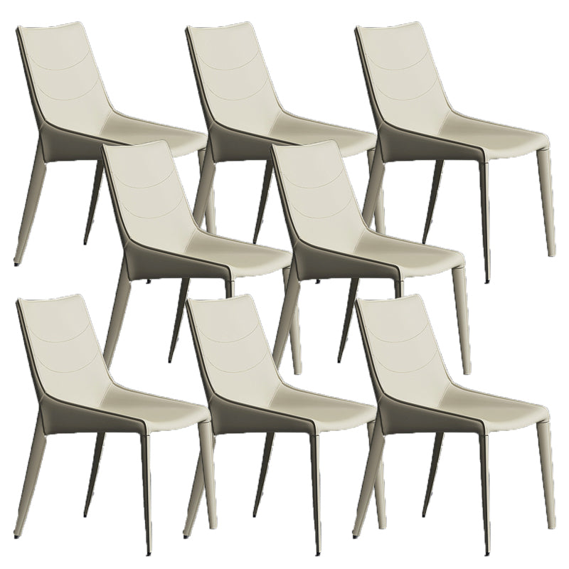 Modern Style Chair Leather Indoor Dining Side Chair with Metal Base